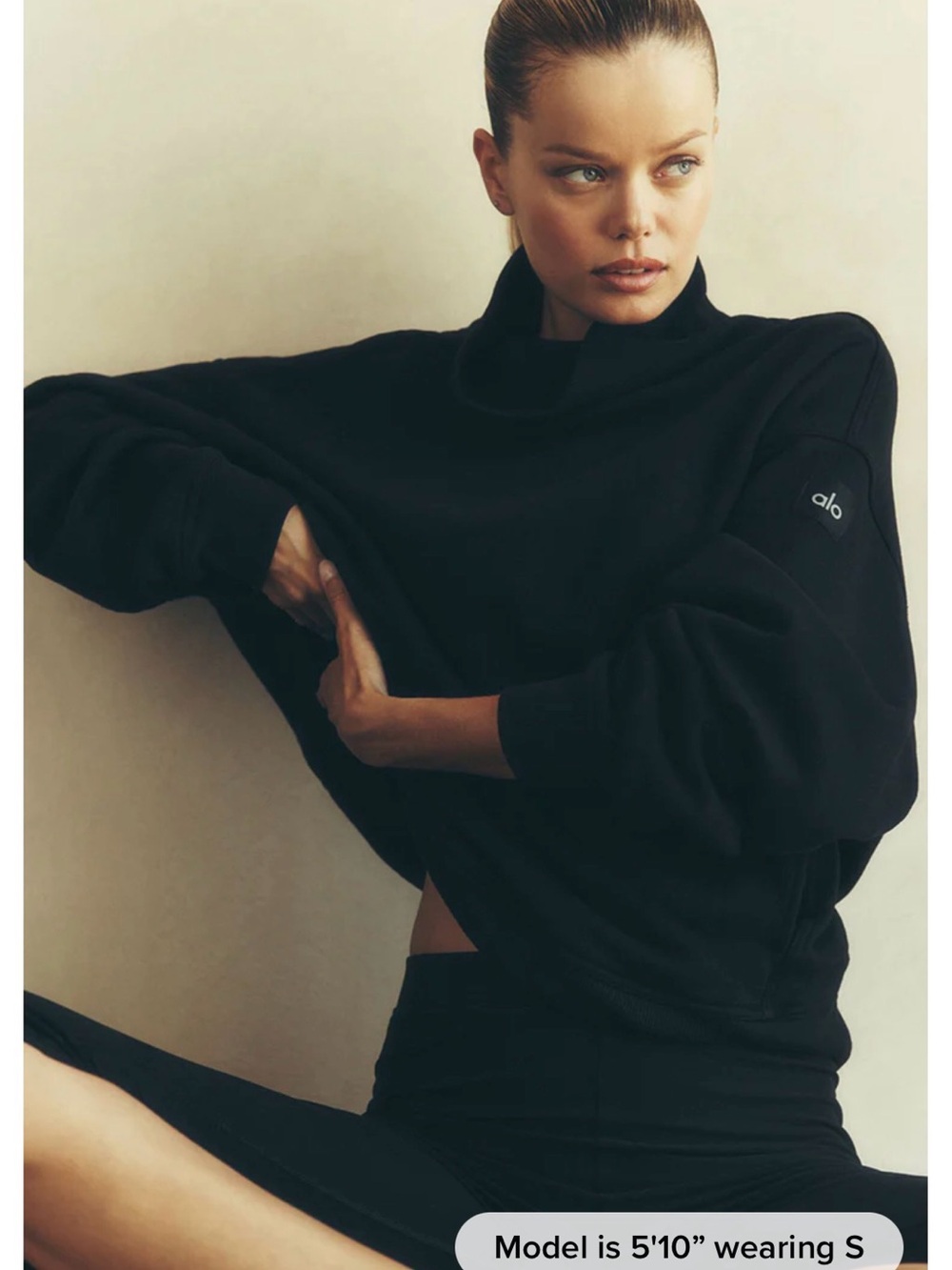ALO Yoga Women’s Black Relaxed Funnel Neck Sweater